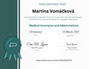 CERTIFICATE - Medical acronyms and abbreviations